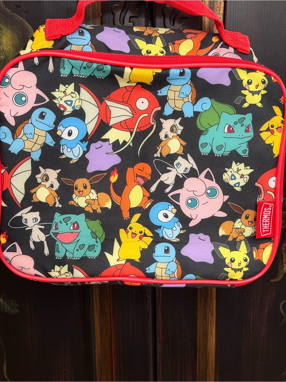 Thermos Black Pokémon Character Insulated Lunch Bag with Red Trim